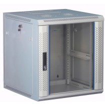 12 HE 19" Serverschrank mit Glastür in weiß, niedrige Bauhöhe zum Aufstellen unter Schreibtischen (BxTxH) 600x800x634mm